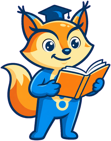 Maskot CLUO s učebnicí